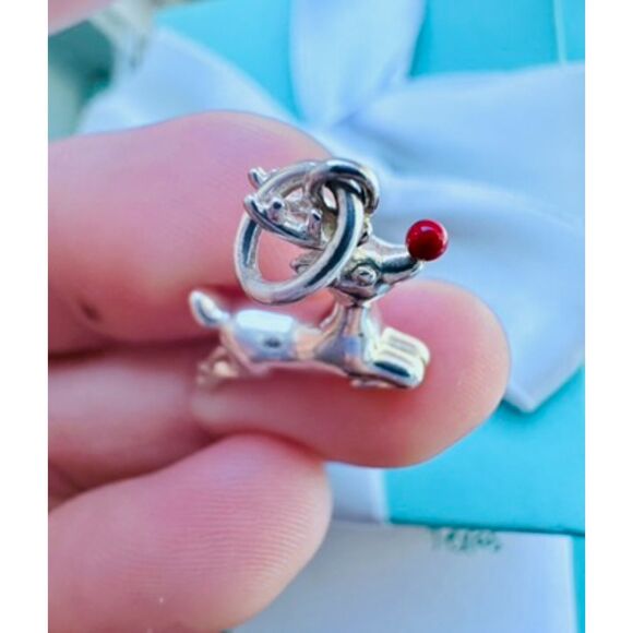 Tiffany & Co. Extremely RARE Rudolph Reindeer Christmas Charm Silver Red Enamel - Picture 9 of 9